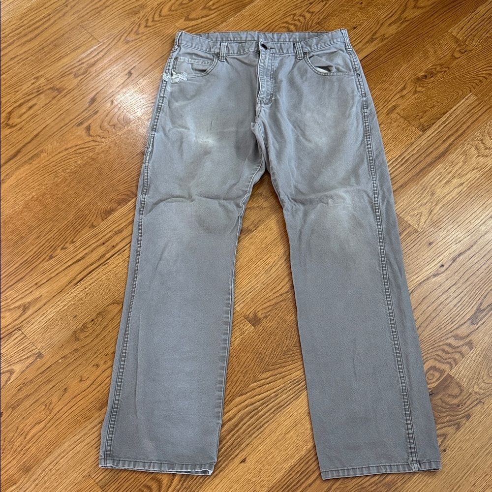 Dickies Work Pants Men’s Gray Canvas Carpenter Jeans 34x34 Distressed